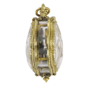 French rock crystal shell-shaped one-handed pendant watch Circa 1600