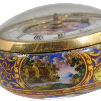English gold and enamel verge with protective case Circa 1700-1750 English gold and enamel verge with protective case Circa 1700-1750