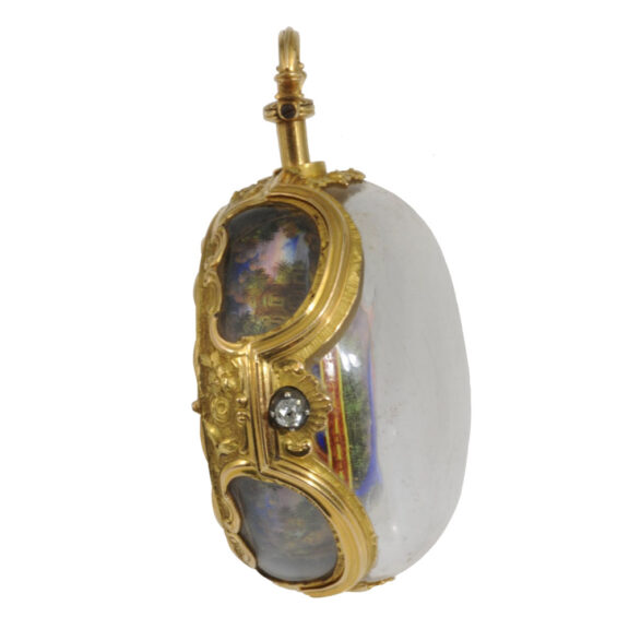 English gold and enamel verge with protective case Circa 1700-1750 English gold and enamel verge with protective case Circa 1700-1750