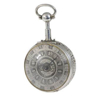 Swiss silver pair-cased repeating repoussé verge watch Circa 1700 Swiss silver pair-cased repeating repoussé verge watch Circa 1700