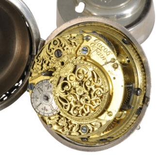 Swiss silver pair-cased repeating repoussé verge watch Circa 1700 Swiss silver pair-cased repeating repoussé verge watch Circa 1700