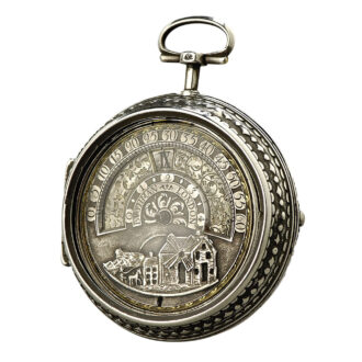Rare English silver pair-cased repoussé verge watch Circa 1720