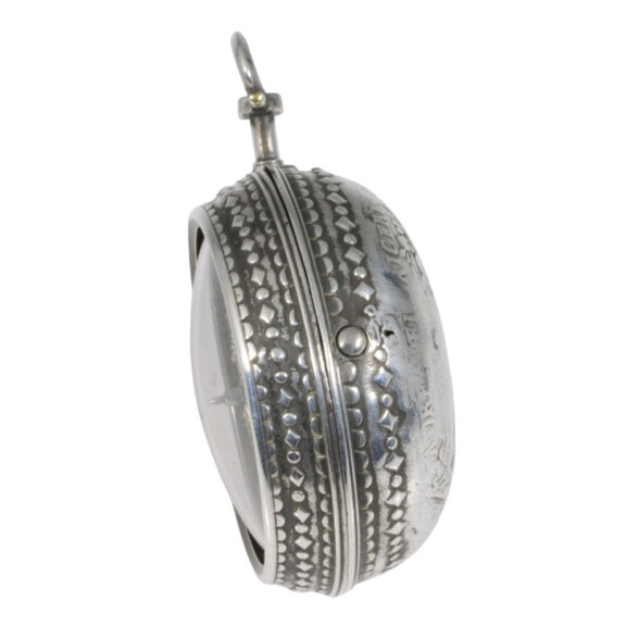 Rare English silver pair-cased repoussé verge watch Circa 1720 Rare English silver pair-cased repoussé verge watch Circa 1720