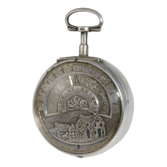 Rare English silver pair-cased repoussé verge watch Circa 1720 Rare English silver pair-cased repoussé verge watch Circa 1720