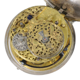 Rare English silver pair-cased repoussé verge watch Circa 1720