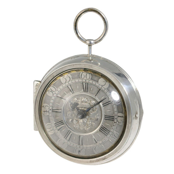 Remarkable English silver and leather triple-cased verge Circa 1700 Remarkable English silver and leather triple-cased verge Circa 1700