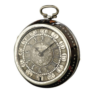 English silver and tortoiseshell pair-cased verge watch Circa 1700 English silver and tortoiseshell pair-cased verge watch Circa 1700
