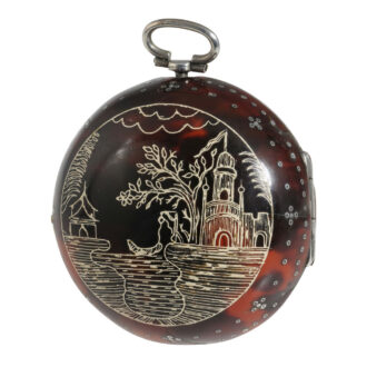 English silver and tortoiseshell pair-cased verge watch Circa 1700 English silver and tortoiseshell pair-cased verge watch Circa 1700