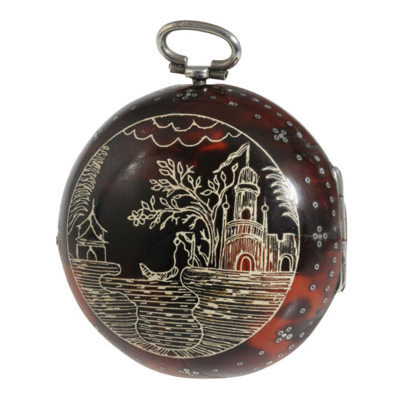 English silver and tortoiseshell pair-cased verge watch Circa 1700 English silver and tortoiseshell pair-cased verge watch Circa 1700