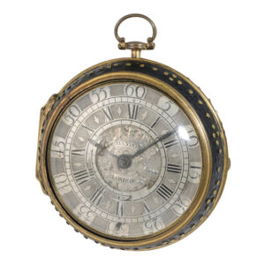 English gilt verge pocket watch with protective case Circa 1740