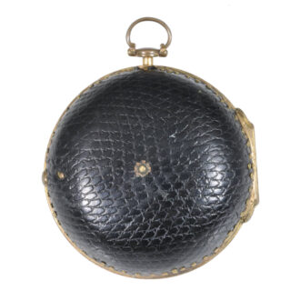 English gilt verge pocket watch with protective case Circa 1740 English gilt verge pocket watch with protective case Circa 1740