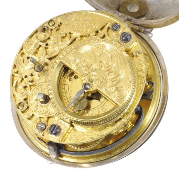 English silver pair-cased verge watch with date Circa 1700 English silver pair-cased verge watch with date Circa 1700