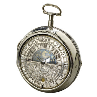 English pair-cased verge with date, day and night indication Circa 1700