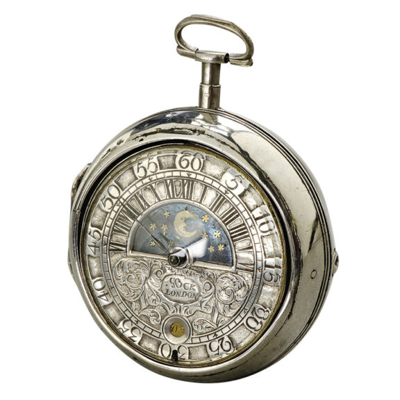 English pair-cased verge with date, day and night indication Circa 1700