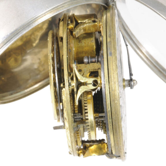 English pair-cased verge with date, day and night indication Circa 1700 English pair-cased verge with date, day and night indication Circa 1700