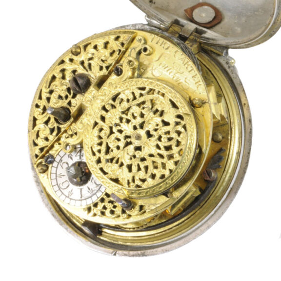 English pair-cased verge clock watch with sun and moon dial Circa 1700 English pair-cased verge clock watch with sun and moon dial Circa 1700