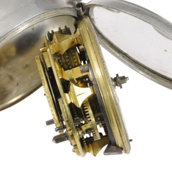 English pair-cased verge clock watch with sun and moon dial Circa 1700 English pair-cased verge clock watch with sun and moon dial Circa 1700