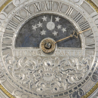English pair-cased verge clock watch with sun and moon dial Circa 1700
