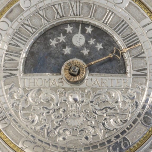 English pair-cased verge clock watch with sun and moon dial Circa 1700 English pair-cased verge clock watch with sun and moon dial Circa 1700