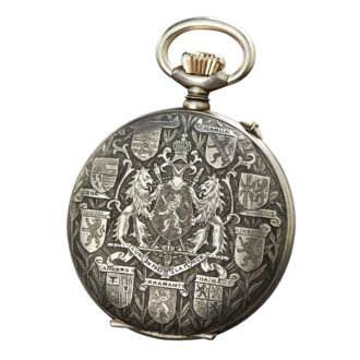 Pompous Swiss silvered watch made for the world exhibition Circa 1912