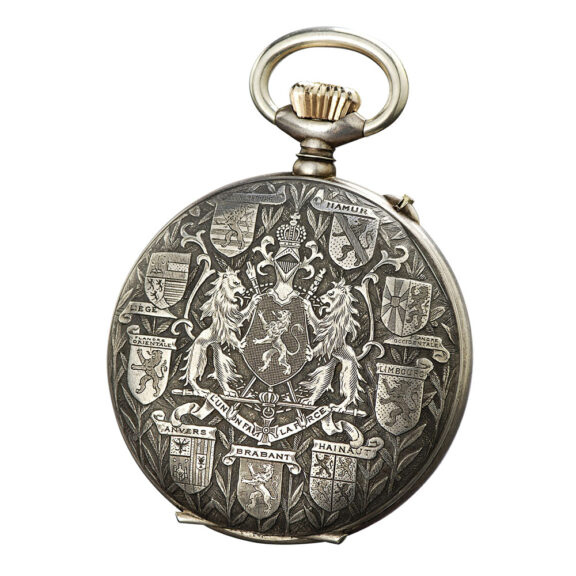 Pompous Swiss silvered watch made for the world exhibition Circa 1912 Pompous Swiss silvered watch made for the world exhibition Circa 1912