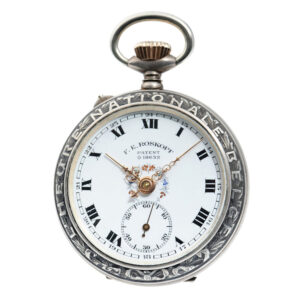 Pompous Swiss silvered watch made for the world exhibition Circa 1912