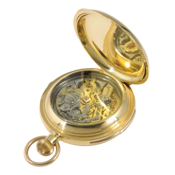 Swiss 18K gold hunting cased complicated watch Circa 1890 Swiss 18K gold hunting cased complicated watch Circa 1890
