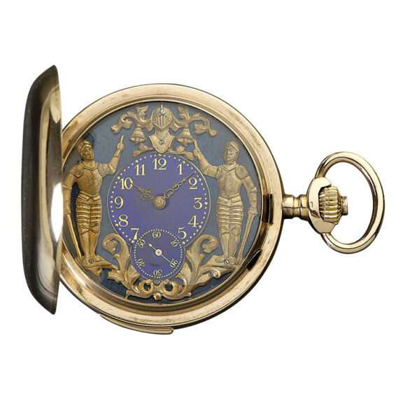 Swiss rose gold repeating watch with Jacquemarts Circa 1895