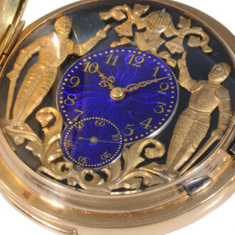 Swiss rose gold repeating watch with Jacquemarts Circa 1895