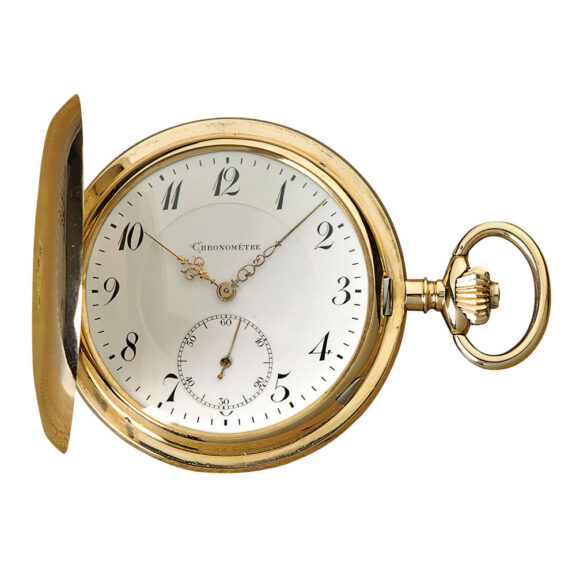 Swiss 14K rose gold hunting cased pocket chronometer Circa 1900 Swiss 14K rose gold hunting cased pocket chronometer Circa 1900