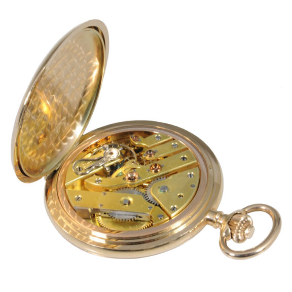 Swiss 14K rose gold hunting cased pocket chronometer Circa 1900 Swiss 14K rose gold hunting cased pocket chronometer Circa 1900