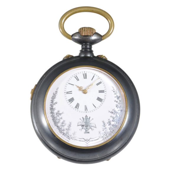 Heavy Swiss blackened steel musical cylinder watch Circa 1905 Heavy Swiss blackened steel musical cylinder watch Circa 1905
