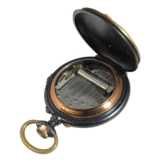 Heavy Swiss blackened steel musical cylinder watch Circa 1905