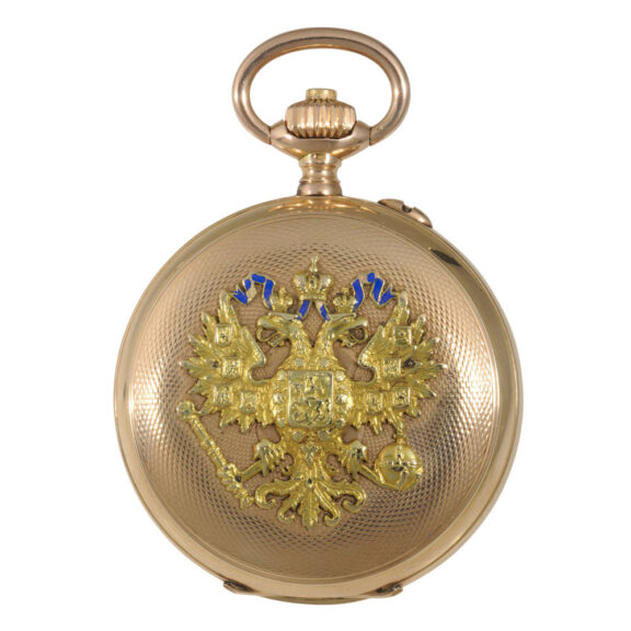 Russian 14K rose gold hunting cased pocket watch Circa 1900
