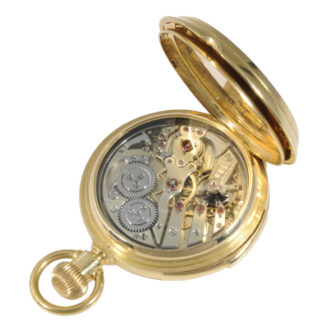 Swiss gold hunting cased minute repeating lever watch Circa 1870