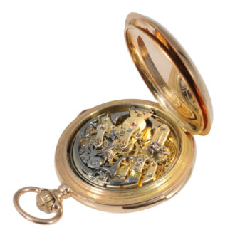 German 18K rose gold minute repeating lever chronograph Circa 1890