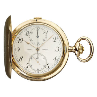 German 14K rose gold hunting cased lever chronograph Circa 1910