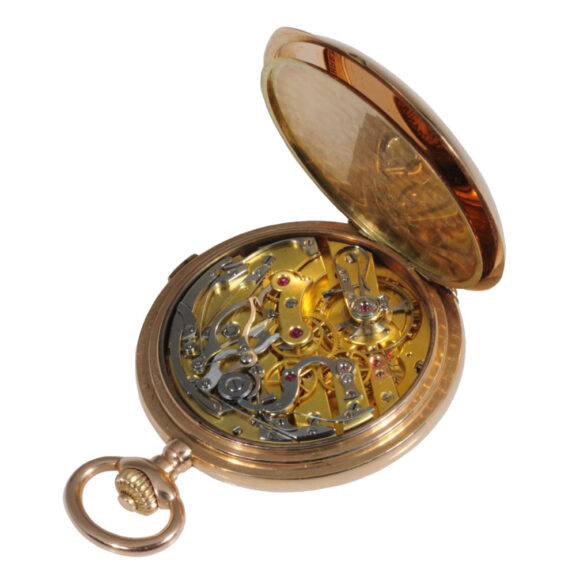 German 14K rose gold hunting cased lever chronograph Circa 1910 German 14K rose gold hunting cased lever chronograph Circa 1910