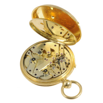Swiss gold lever with second time zone and seconde morte Circa 1855