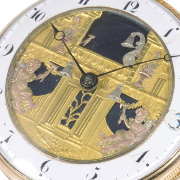 Swiss 18K gold repeating verge Jacquemarts automaton Circa 1820 Swiss 18K gold repeating verge Jacquemarts automaton Circa 1820