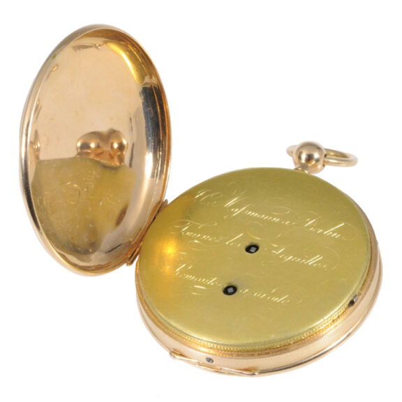 Very rare German 18K gold open face virgule watch Circa 1800 Very rare German 18K gold open face virgule watch Circa 1800