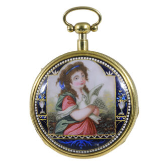 French 14K gold and enamel repeating verge watch Circa 1800