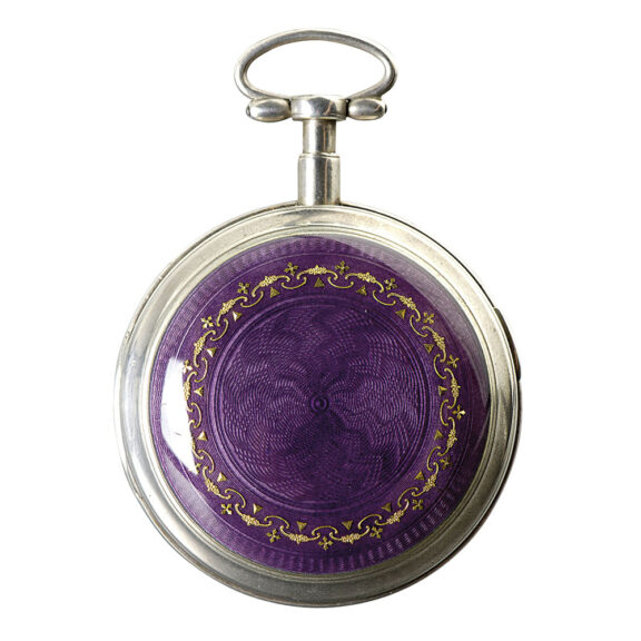 Swiss silver open faced verge pocket watch with alarm Circa 1800