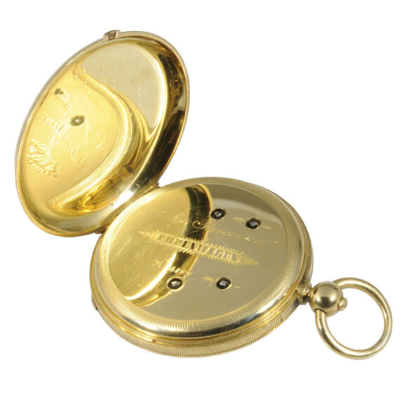 Danish gold stoppable jumping centre seconds watch Circa 1846 Danish gold stoppable jumping centre seconds watch Circa 1846