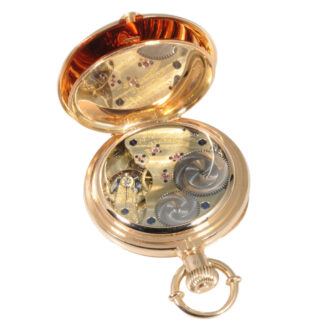 German 18K rose gold open faced lever pocket watch Circa 1883