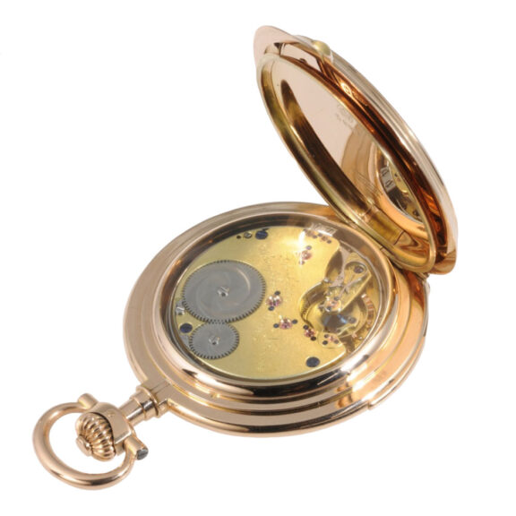 German 14K rose gold hunting cased repeating lever Circa 1900 German 14K rose gold hunting cased repeating lever Circa 1900