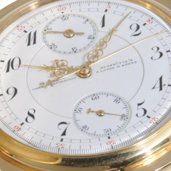 German 14K gold hunting cased lever chronograph Circa 1916 German 14K gold hunting cased lever chronograph Circa 1916