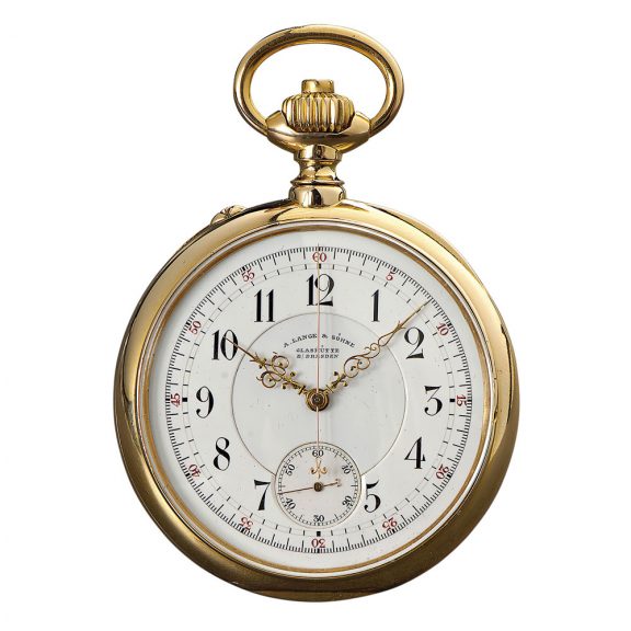 German 18K gold open faced lever chronograph Circa 1896