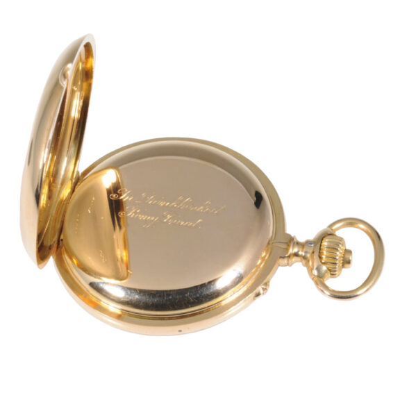 German 18K gold open faced lever chronograph Circa 1896 German 18K gold open faced lever chronograph Circa 1896