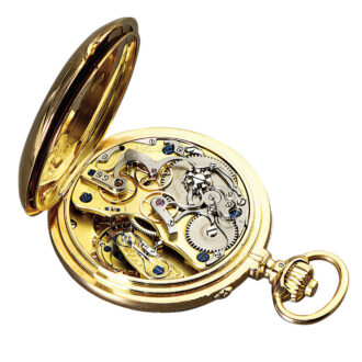 German 18K gold open faced lever chronograph Circa 1896